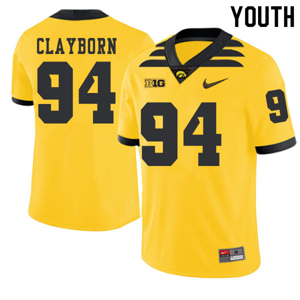 2019 Youth #94 Adrian Clayborn Iowa Hawkeyes College Football Alternate Jerseys Sale-Gold